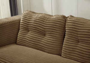 English Elm Multi Functional Sectional Sofa Bed Plush Corduroy Convertible 80" King Sleeper with Chaise, Deep Fluff Camel W3219P339468