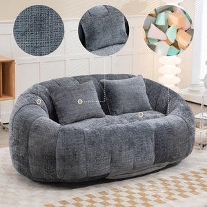 English Elm Bean Bean Bag Sofa High-Density Memory Foam Two-Seater Lounger High Back Chenille Cozy Support Gray W395P181439