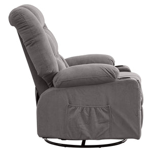 English Elm Kneading Massage Rocker Recliner with 4‑Point 3D Kneading, Heat, USB Port, Cup Holders & Swivel Comfort Grey W1521P390945