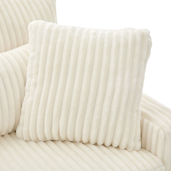 English Elm Modern Corduroy Upholstered Loveseat Sofa with Pocket Springs and Four Accent Pillows Beige N763S000040A
