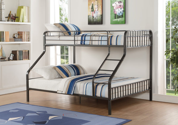 English Elm Caius Gunmetal Twin XL/Queen Bunk Bed Metal Frame with Built-In Ladder, Guardrail & 330lb Capacity B2726S00343