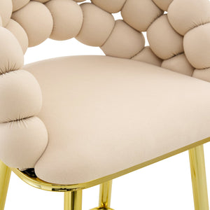 English Elm Set of 2 Sculptural Bubble Back Velvet Barstools with Glamorous Electroplated Legs Beige,Gold W3875P370837
