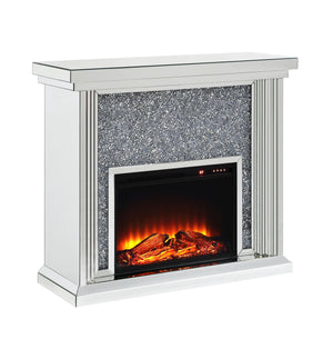 English Elm Noralie Glam Electric Fireplace with Mirrored Frame and Faux Diamond Accent Inlay B2726P445771