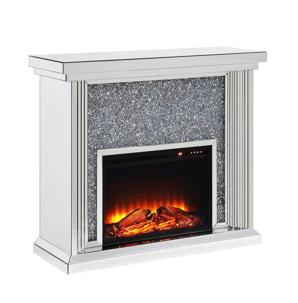 English Elm Noralie Glam Electric Fireplace with Mirrored Frame and Faux Diamond Accent Inlay B2726P445771