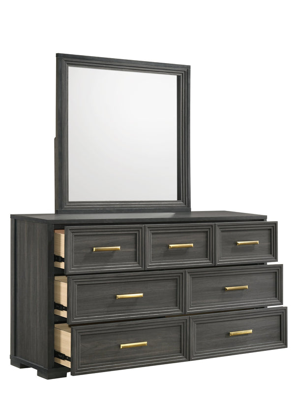English Elm Colorado Queen Bedroom Set with Led Upholstered Headboard Wood Frame 5 Piece B009S02322