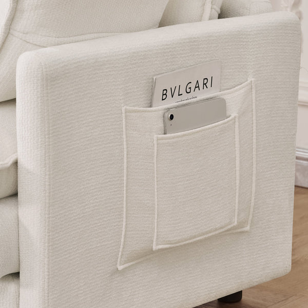 English Elm 101.9-inch Chenille Modular Sofa with Movable Footstool for Living Room Comfort Beige W288S00031