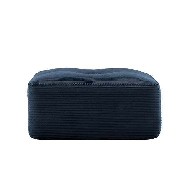 English Elm Ottoman Corduroy Upholstered Modular Accent Piece with High Resilience Foam and Curved Arms Blue W714P364697