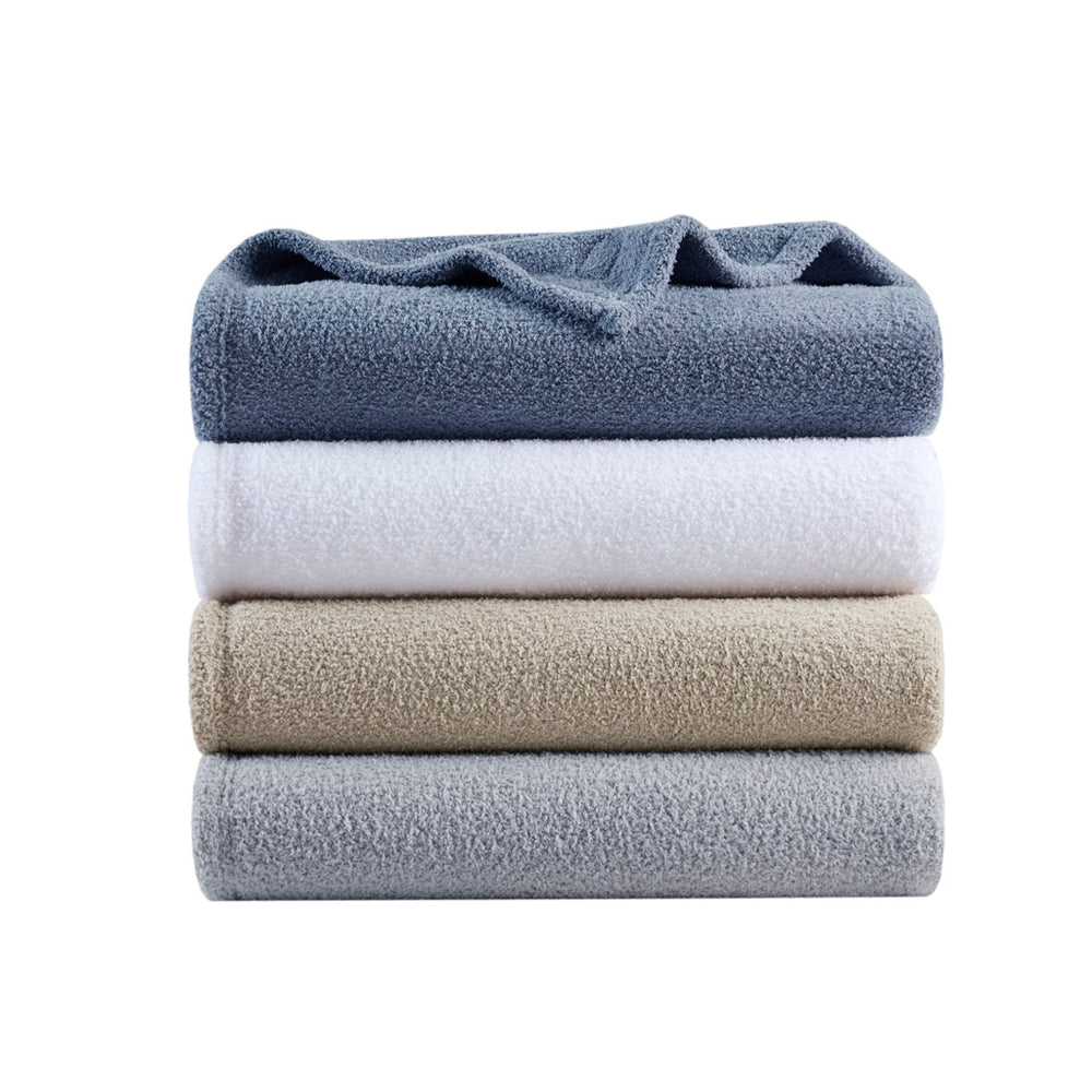 JLA Home Madison Park - Blanket — Ultra-Soft OEKO-TEX Certified Cozy Throw for Everyday Warmth, Neutral Styling, Easy Care Navy Blue BR51-4447