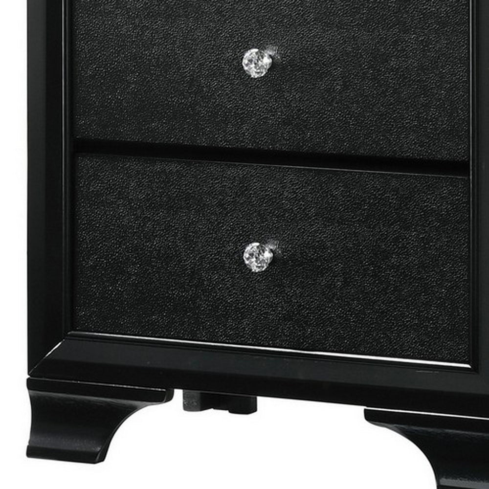 English Elm Wood and Metal Two Drawer Nightstand with Felt Lined Storage for Modern Bedrooms B056P416780
