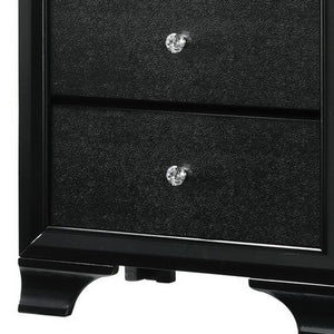 English Elm Wood and Metal Two Drawer Nightstand with Felt Lined Storage for Modern Bedrooms B056P416780