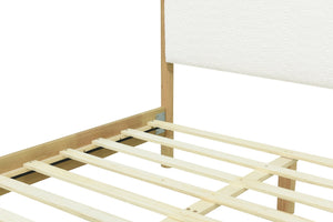 English Elm Christopher Knight Home® - Modern White Boucle Upholstered Bed – Stylish Queen Size With Natural Rubberwood Legs For Comfort N769P266445Q