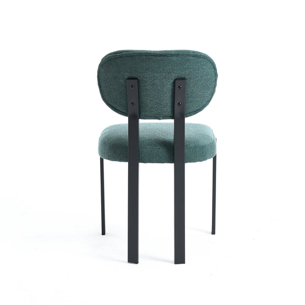 English Elm Modern Boucle Tufted Dining Chairs Set of 2 Mid-century Matte Leg Kitchen Seating Antique Green,Black W3244P296988