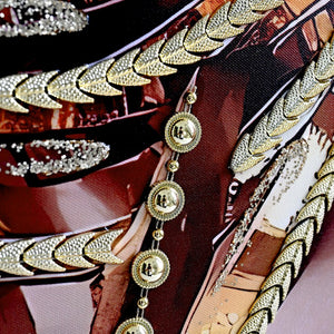 English Elm African African American Woman Canvas Wall Art Curly Hair Sunglasses Orange Headwrap Earrings Chic Afrocentric Decor for Living Room Bedroom Office W3374P322229