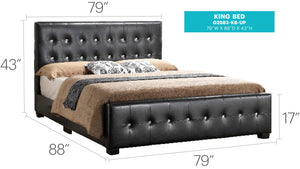 English Elm Stylish Velvet Upholstered Queen Bed with Padded Headboard, Durable Transitional Design, Plush Comfort Black 40.6 L x 80.5 W x 4.73 H B078118354