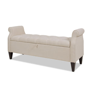 English Elm Jacqueline Tufted Roll Arm Storage Bench Birch Frame Polyester Entryway Seating B2719P238458