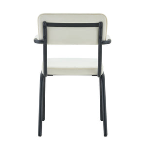 English Elm Dining Chairs Set of 2 Velvet Upholstered with Hangable Arms and Metal Legs W3493P449270