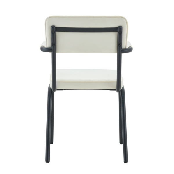English Elm Dining Chairs Set of 2 Velvet Upholstered with Hangable Arms and Metal Legs W3493P449270