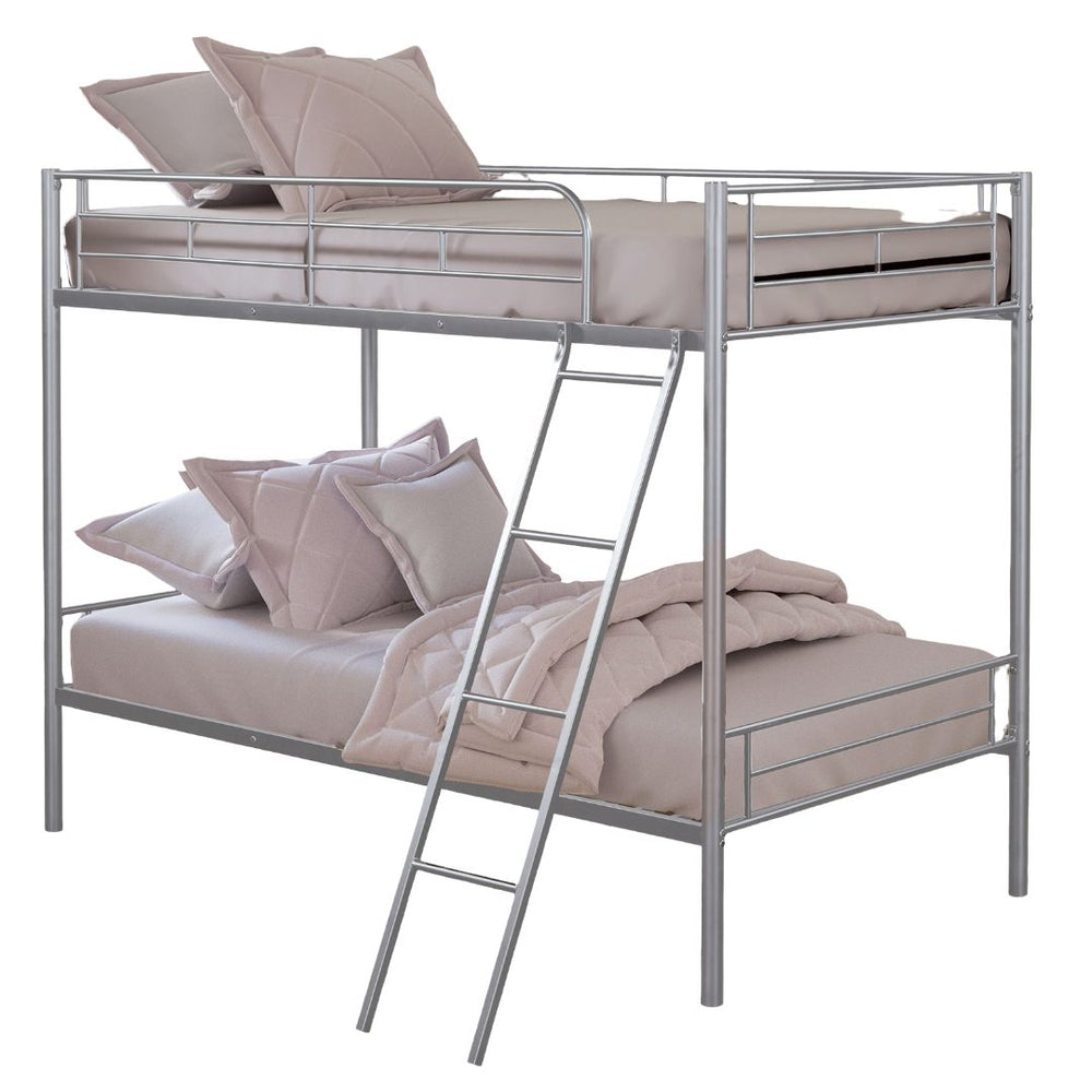 English Elm Contemporary Twin-over-Full Bunk Bed with Sturdy Metal Frame, Two-Tone Finish, Space-Saving Design Silver 15 L x 80 W x 7 H B2741P347318