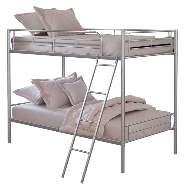 English Elm Contemporary Twin-over-Full Bunk Bed with Sturdy Metal Frame, Two-Tone Finish, Space-Saving Design Silver 15 L x 80 W x 7 H B2741P347318
