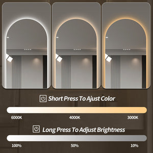 English Elm 65" Arch Full Length Wall Mirror with Dimmable Led Lighting for Bedroom or Entryway W2709P435584