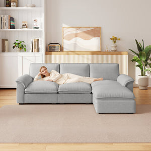 English Elm Cloud Sectional Sofa with Movable Chaise Soft Chenille Upholstery for Modern Living Rooms Gray W1359S00066