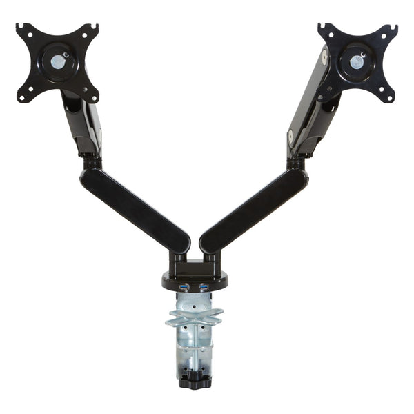 OSP Home Furnishings Double Monitor Arm Dual Setup with Gas Spring Articulation and Integrated Cable Management Black A2MAD1730-BK
