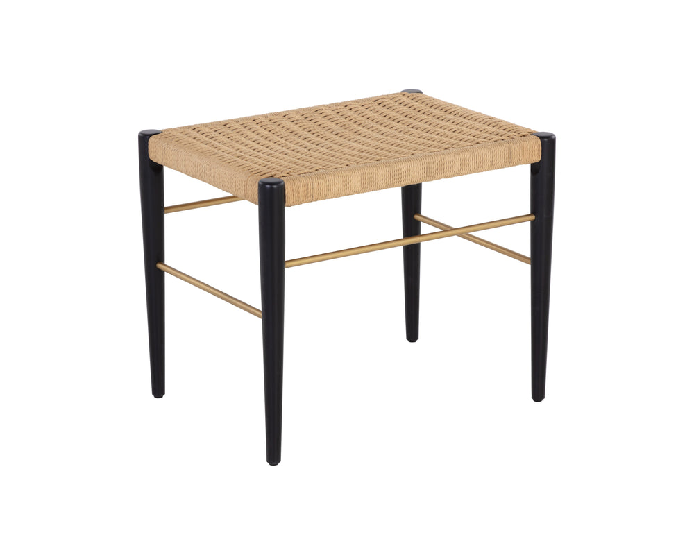 Sunpan Bondi Stool - Handcrafted Black Beech Timber with Natural Rope Seat, Sustainable & Stylish Design