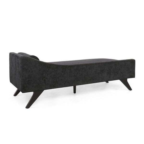 English Elm Christopher Knight Home® - CHAISE modern fabric lounge with rolled accent pillow, splayed birch legs and luxe comfort seating experience Black 68.25 L x 28 W x 17.75 H N776P291705B