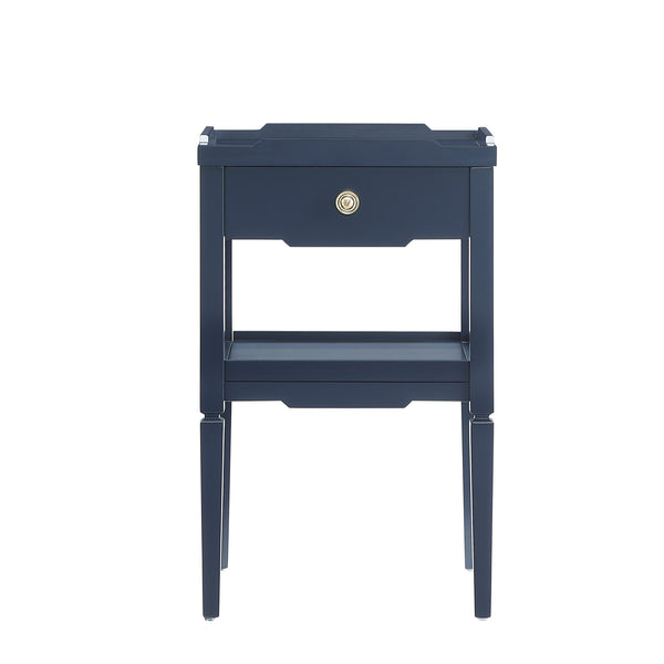 English Elm Foley Midnight Blue 1-Drawer Nightstand with Gold Pull, Tapered Legs, Lower Shelf & Smooth Glides B050P376967
