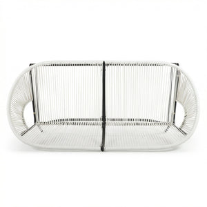 English Elm Condessa Outdoor Pe Rattan Loveseat Iron Frame Weather Resistant Patio Seating White N775P423051W