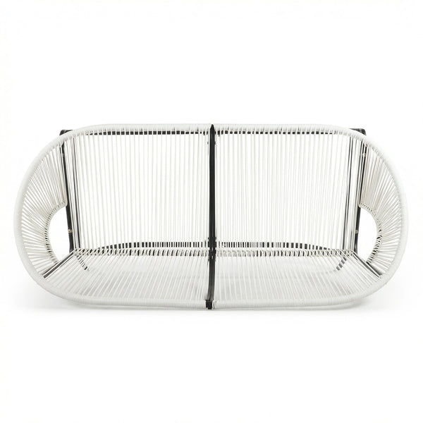 English Elm Condessa Outdoor Pe Rattan Loveseat Iron Frame Weather Resistant Patio Seating White N775P423051W