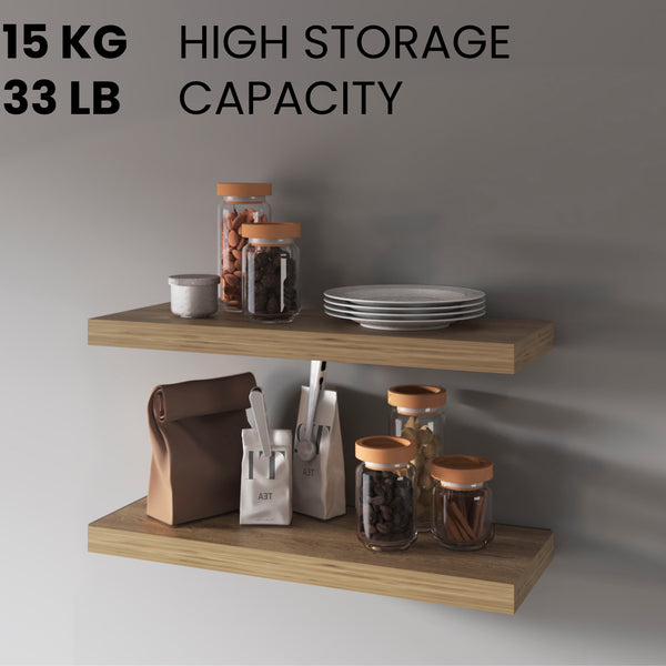 English Elm Iva Recessed Floating Shelf Set of 2 Macadamia Melamine 31.5" W x 1.5" H x 9.8" D — Sleek Wall Storage B128P343766