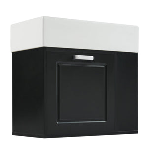 English Elm Christopher Knight Home® - 21.8" Wall-Mounted Bathroom Vanity with Ceramic Sink, Soft-Close Drawer, Adjustable Shelves & Tissue Holder Black N759P292550B