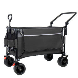 English Elm Multi-functional Heavy Duty Folding Wagon with Canopy Steel Frame All Terrain Wheels Black+ Gray W2932P417662