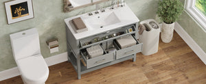 English Elm Christopher Knight Home® - 36" Modern Bathroom Vanity with Ceramic Sink, Tip-Out Tray, Soft-Close Drawers, Open Shelf, Waterproof Surface Gray N817P288908G