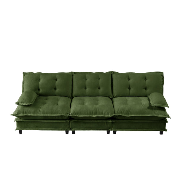 English Elm 107" Modular Cloud Sectional Sofa Deep Seat Chenille Upholstered Living Room Couch Green W714S01728