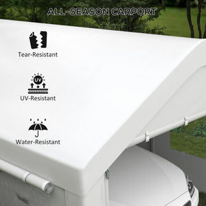 English Elm Outsunny 10x20 Portable Carport Galvanized Steel Frame Upf30 Cover Roll-up Doors W2225P217043