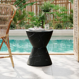 Christopher Knight Home® - Noble House - - Outdoor Lightweight Concrete Mgo Side/End Table , Living Room Accent Table,Black Marble