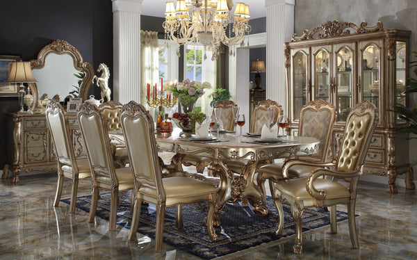 English Elm Bone Padded Side Chair Set Of 2 - Elegant High-Back Design In Luxe Gold Patina Finish For Comfort B062P209247