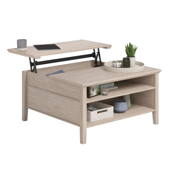 English Elm Lift-Top Coffee Table With Brown Oak Finish – Versatile Storage & Stylish Design For Small Spaces B356P367852