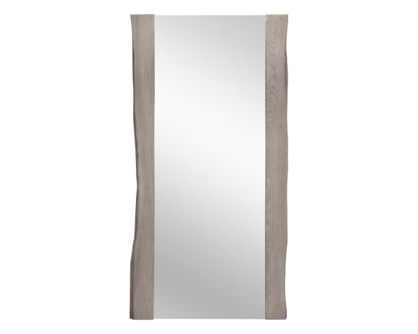 Sunpan FONTANA Floor Mirror - Rustic Live-Edge Acacia Wood in Grey, Handcrafted Artistry for Any Space 109691