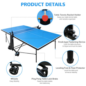 English Elm Offical Regulation Foldable Outdoor Ping Pong Table with Wheels Net Paddles Balls W1408P436372