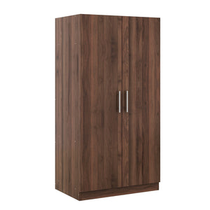 English Elm 2-Door Pine Wood Wardrobe Armoire with Rod & 3 Shelves, Brown Grain Finish—Sturdy 300lb Capacity GX001833AAD