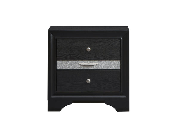 English Elm Madrid three-drawer nightstand with felt-lined top drawer, durable laminate wood grain finish and solid trim Black 29 L x 29 W x 19 H B078P286062