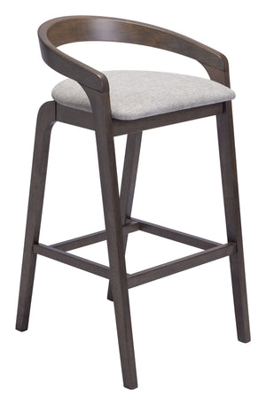 Zuo Modern Troy Barstool Set Of 2 In Dove Gray & Espresso - Chic, Comfortable Design For Modern Spaces Gray 100% Polyester,Rubberwood 110400-zuo-modern