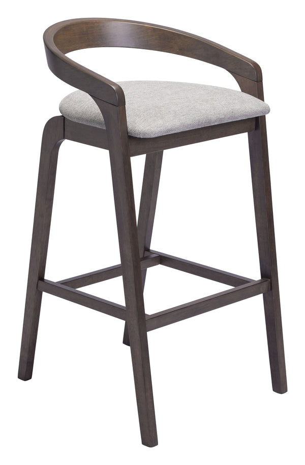 Zuo Modern Troy Barstool Set Of 2 In Dove Gray & Espresso - Chic, Comfortable Design For Modern Spaces Gray 100% Polyester,Rubberwood 110400-zuo-modern