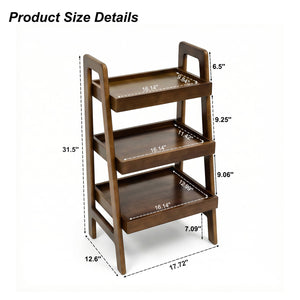 English Elm 100% Solid Wood Three Tier Ladder Shelf Freestanding Bookcase for Bedroom or Office W3204P445671
