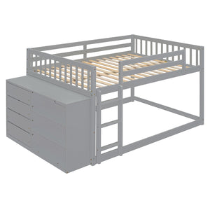 English Elm Full Over Bunk Bed with Four Drawers Three Shelves Pine and Mdf Kids Frame Gray LT000267AAE-1