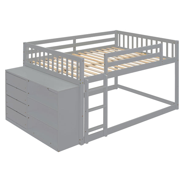 English Elm Full Over Bunk Bed with Four Drawers Three Shelves Pine and Mdf Kids Frame Gray LT000267AAE-1