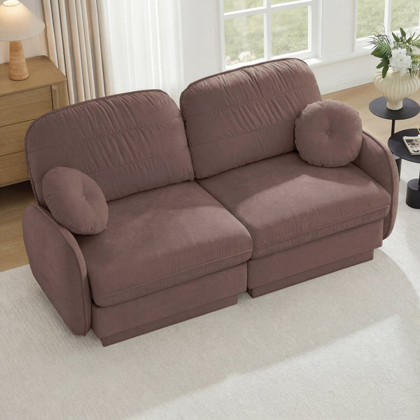 English Elm Chenille Cloud Loveseat with Quilted Back Cushions Deep Foam Seat Modern Living Room Sofa Rose Dust W714S01774